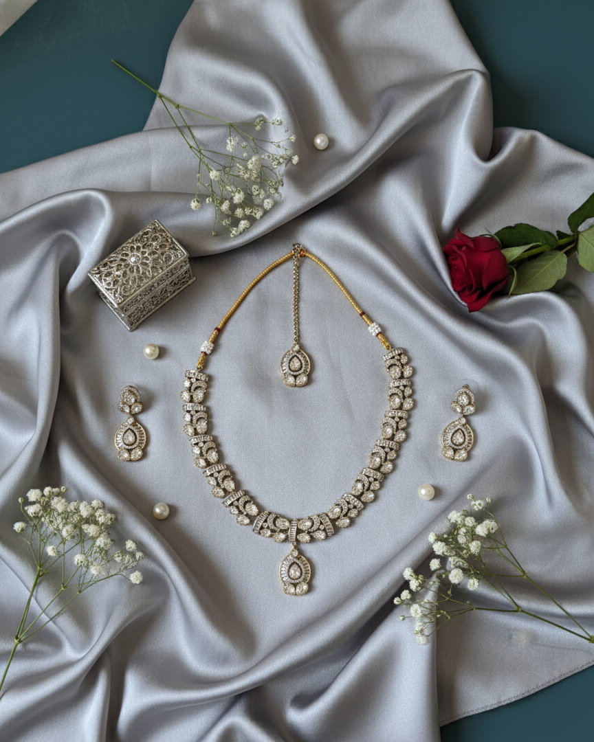 Ivory Ishira Moissanite Polki Necklace Set
