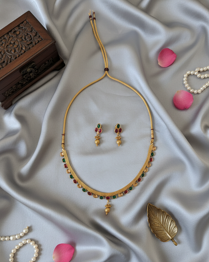 Pink & Green Nayantara Antique Necklace Set