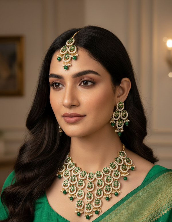 Green Lira American Diamond Set