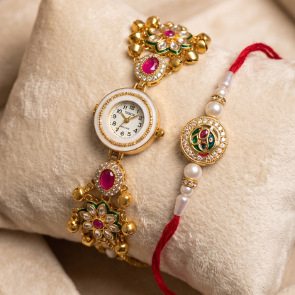 Multicolor Vihana Bhai Bhabhi Watch Rakhi Combo
