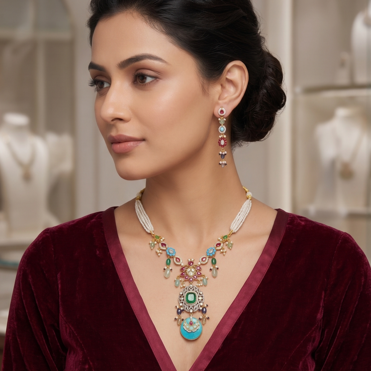 Multicolor Chandrika Pachi Kundan Set