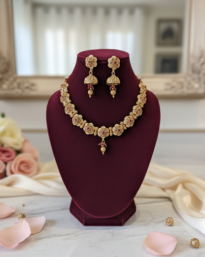 Pink Myra Antique Necklace Set