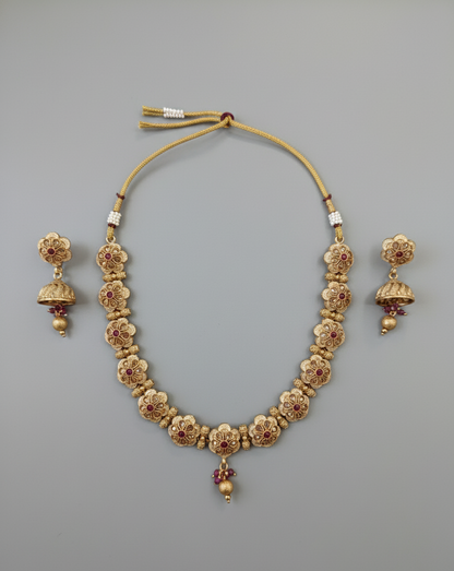 Pink Myra Antique Necklace Set