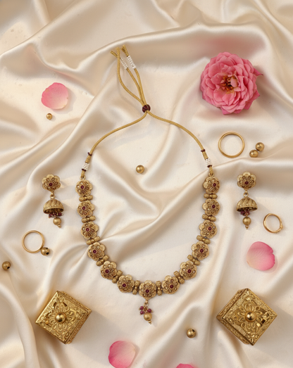 Pink Myra Antique Necklace Set