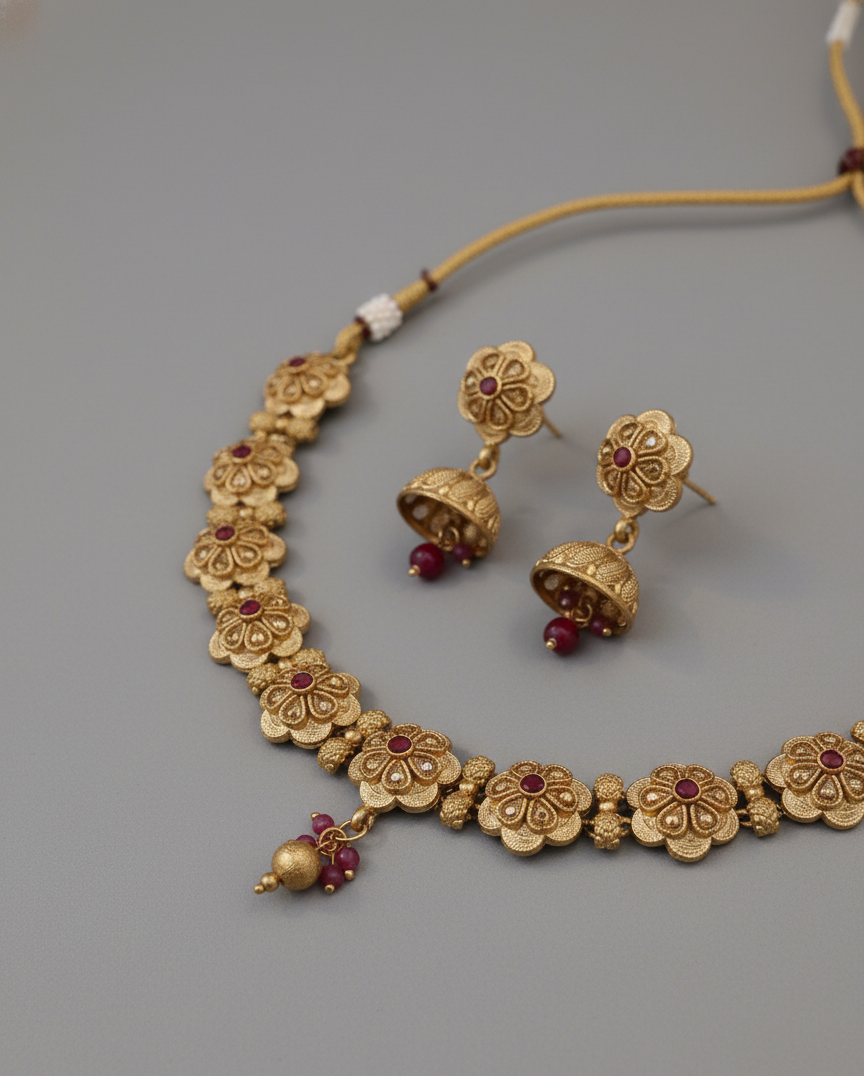 Pink Myra Antique Necklace Set
