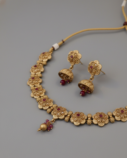 Pink Myra Antique Necklace Set