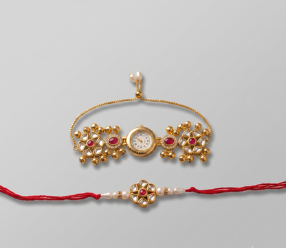 Pink Aadhya Bhai Bhabhi Watch Rakhi Combo