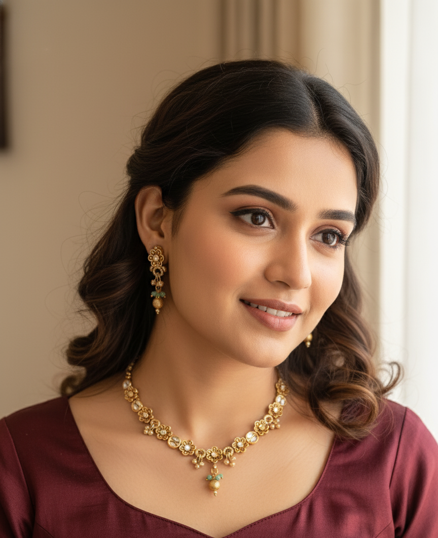 Mint Green Leela Antique Necklace Set
