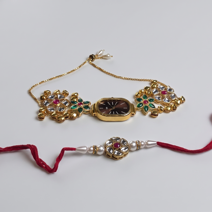 Multicolor Riyana Bhai Bhabhi Watch Rakhi Combo