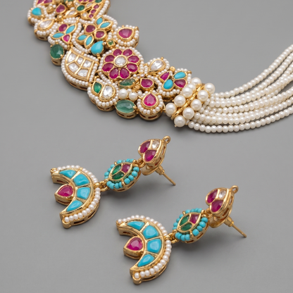 Multicolor Haarini Pachi Kundan Set