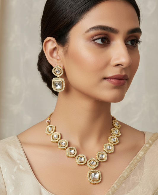 Ivory Zafira Kundan Necklace Set