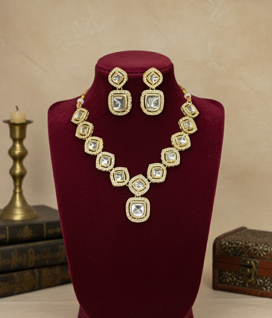 Ivory Zafira Kundan Necklace Set