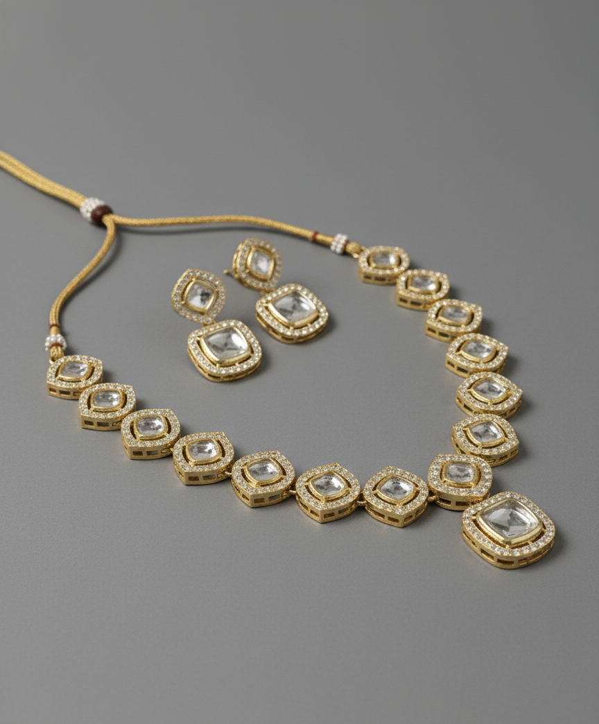 Ivory Zafira Kundan Necklace Set