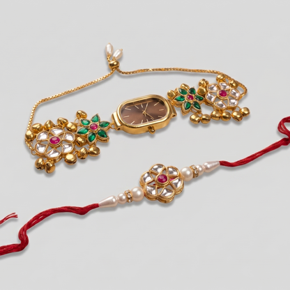 Multicolor Nayra Bhai Bhabhi Watch Rakhi Combo