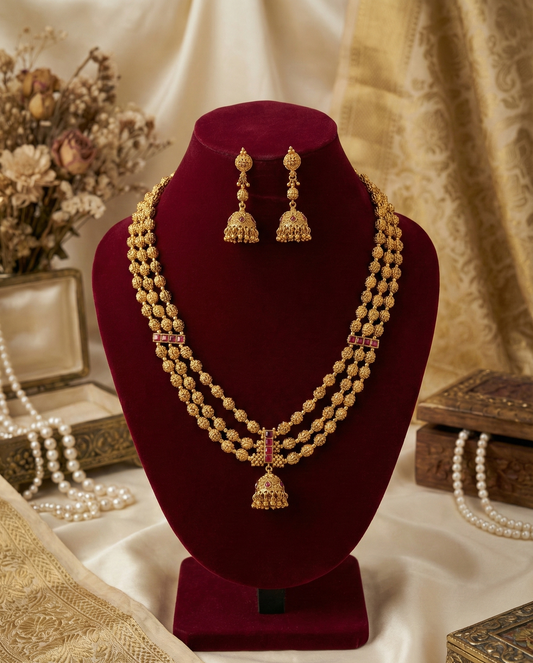 Golden Vasudha Antique Necklace Set