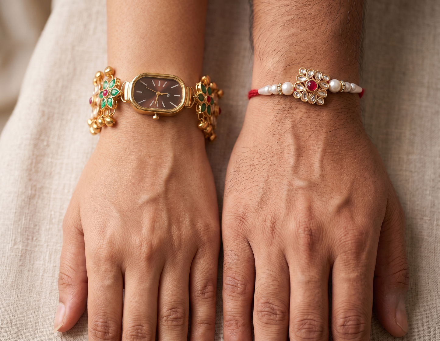 Multicolor Valmiki Bhai Bhabhi Watch Rakhi Combo