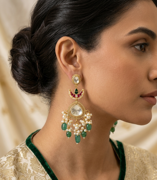 Green Jhanvi Dangler Earrings