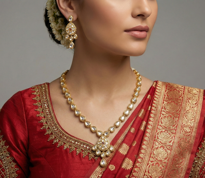 Ivory Pink Kashvi Kundan Necklace Set