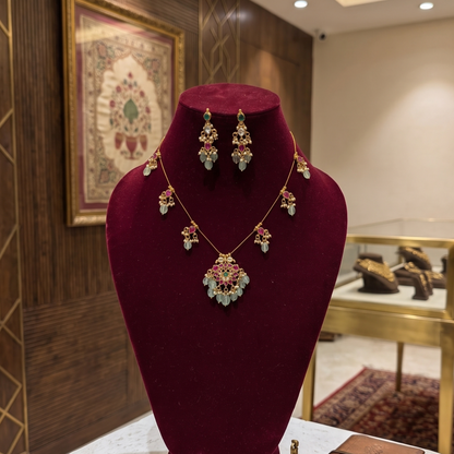 Mint Green Anushri Pachi Kundan Set