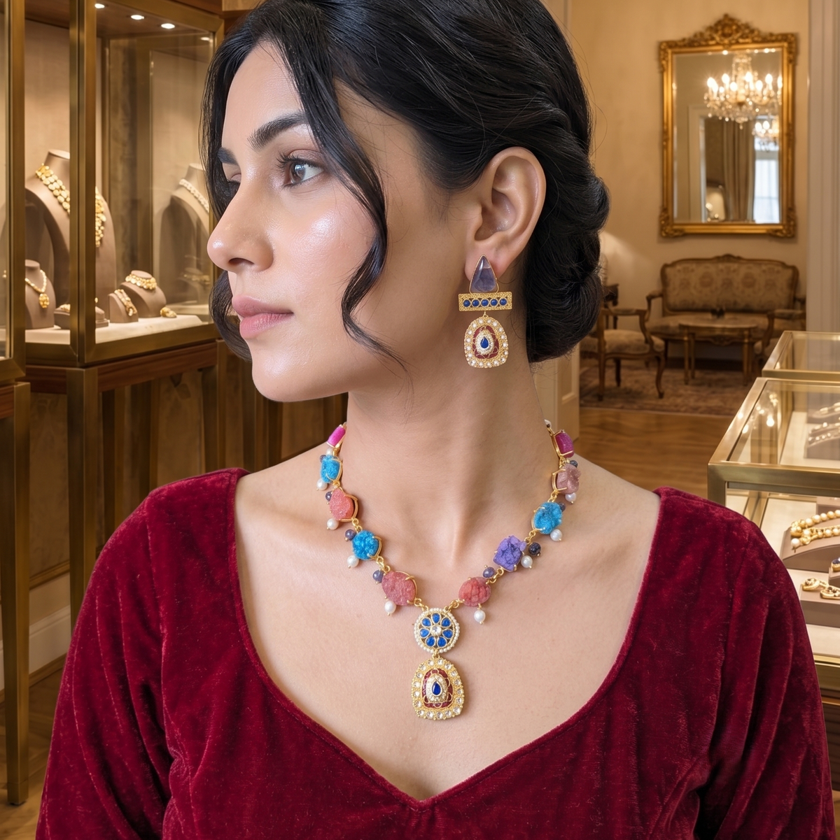Multicolor Ojasvi Pachi Kundan Set