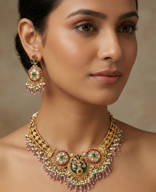 Multicolor Malini Heritage Necklace Set