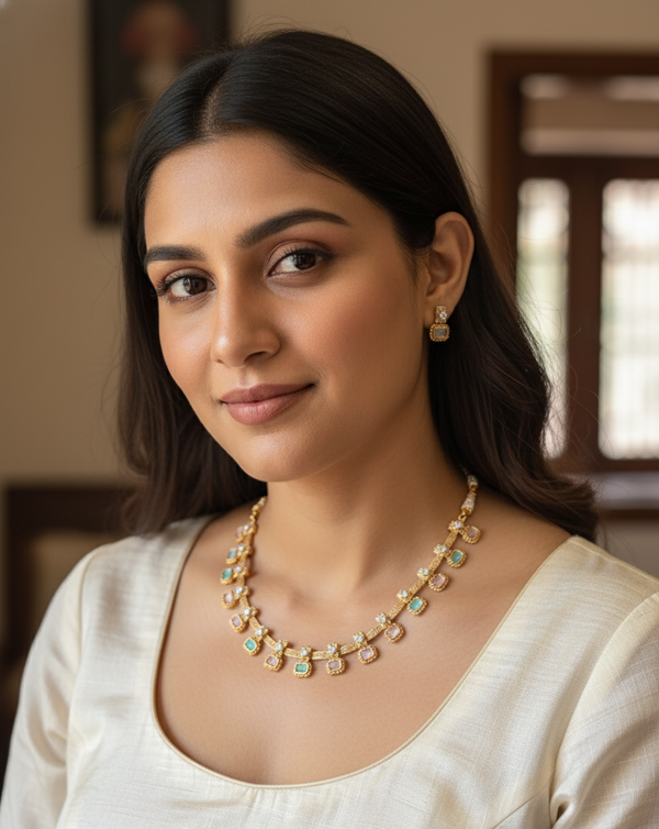 Multicolor Aarya Rajwadi Antique Necklace Set