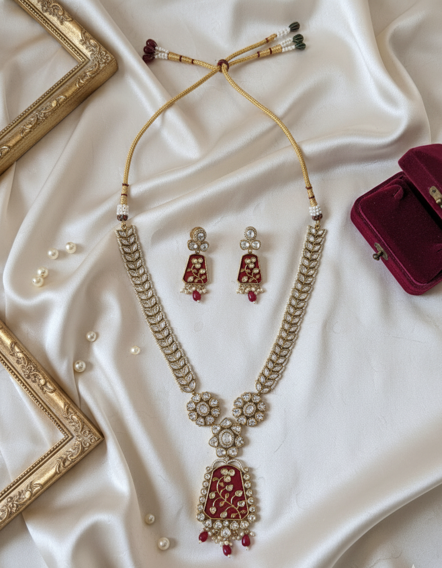 Maroon Padmini Raanihaar Necklace Set