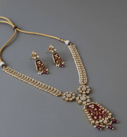 Maroon Padmini Raanihaar Necklace Set