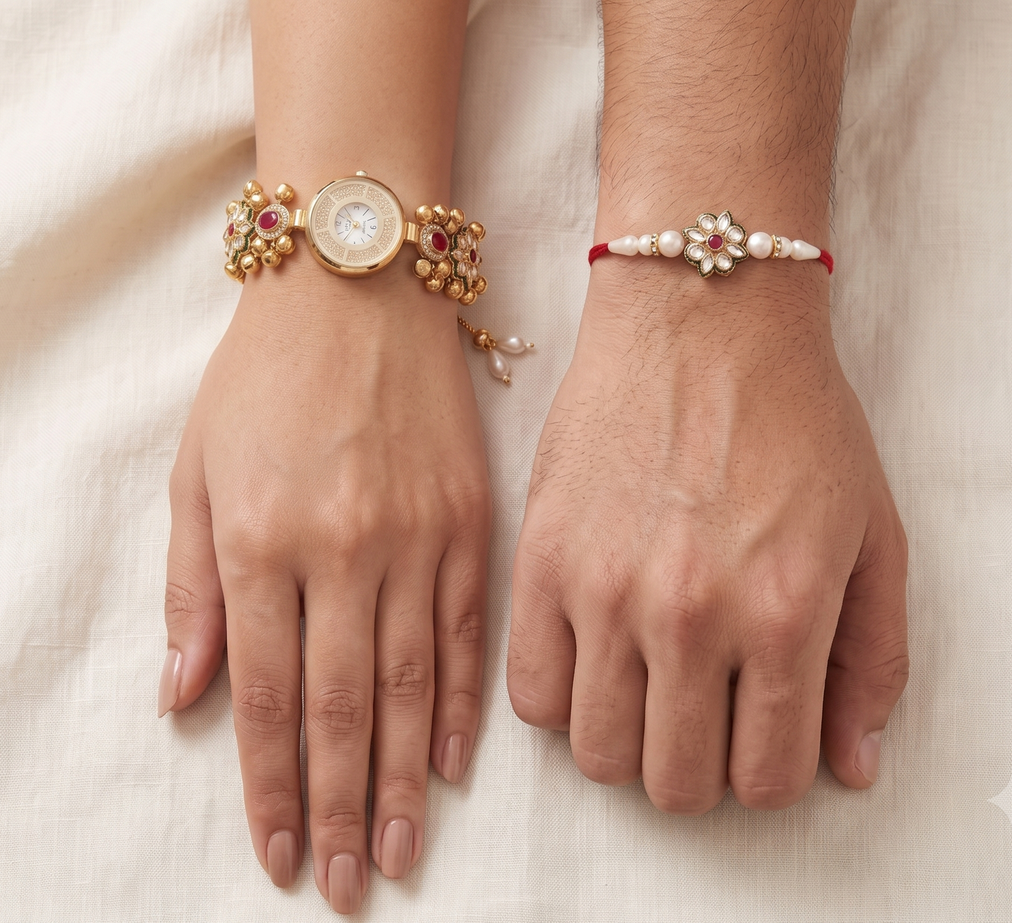 Multicolor Zariya Bhai Bhabhi Watch Rakhi Combo