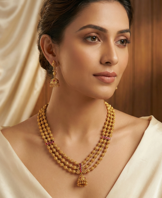 Golden Vasudha Antique Necklace Set