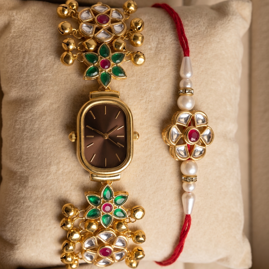 Multicolor Nayra Bhai Bhabhi Watch Rakhi Combo