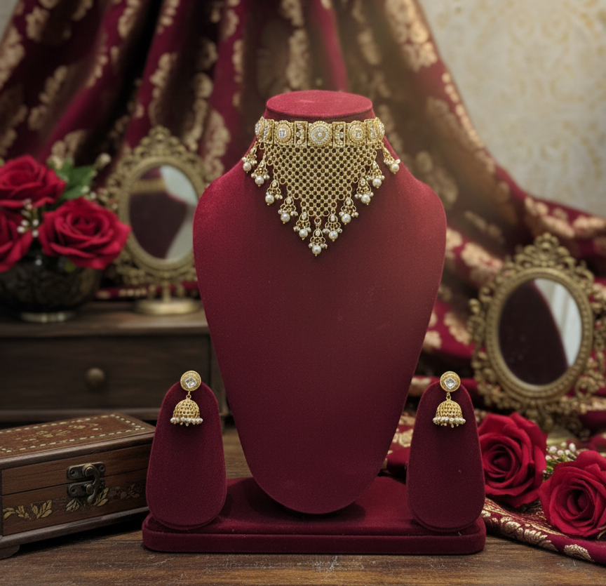Golden Aahana Rajwadi Choker Set