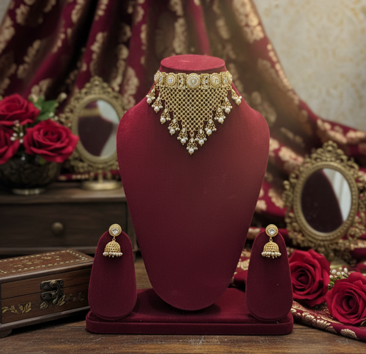 Golden Aahana Rajwadi Choker Set