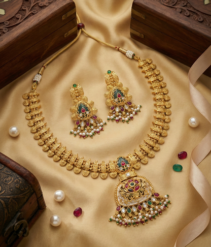 Multicolor Anaira Rajwadi Necklace Set