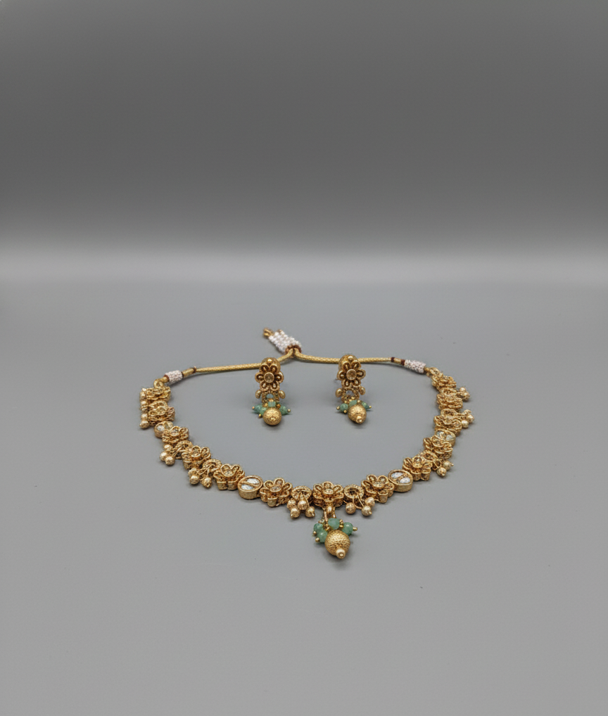 Mint Green Leela Antique Necklace Set