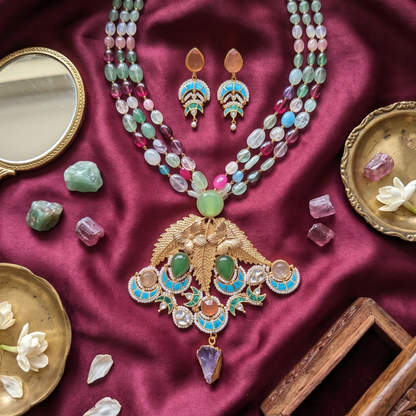 Multicolor Iravati Pachi Kundan Set