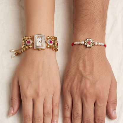 Multicolor Aarohi Bhai Bhabhi Watch Rakhi Combo