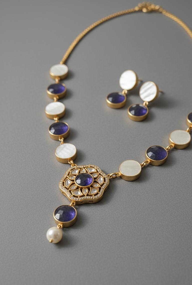 Purple Ivory Amira Victorian Necklace Set