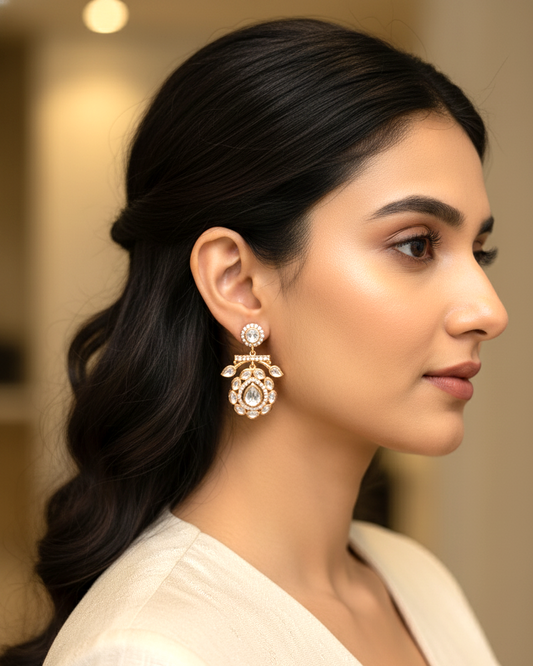 Ivory Dhvani Moissanite Polki Danglers