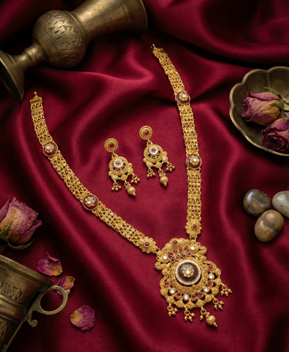 Maroon Rishita Rajwadi Necklace Set