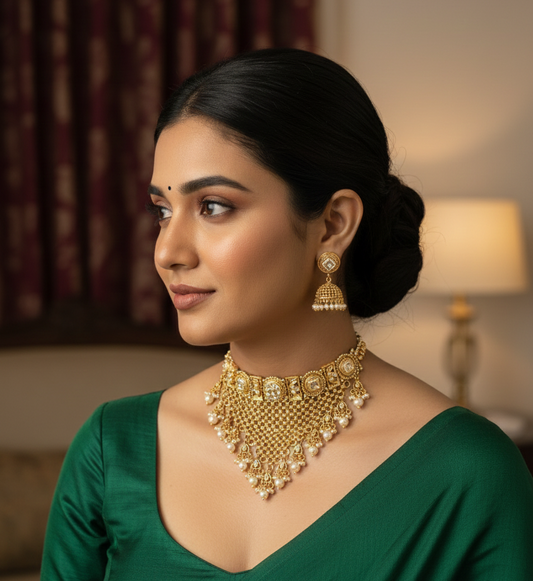 Golden Aahana Rajwadi Choker Set