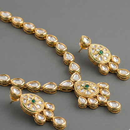 Ivory Green Kashvi Kundan Necklace Set