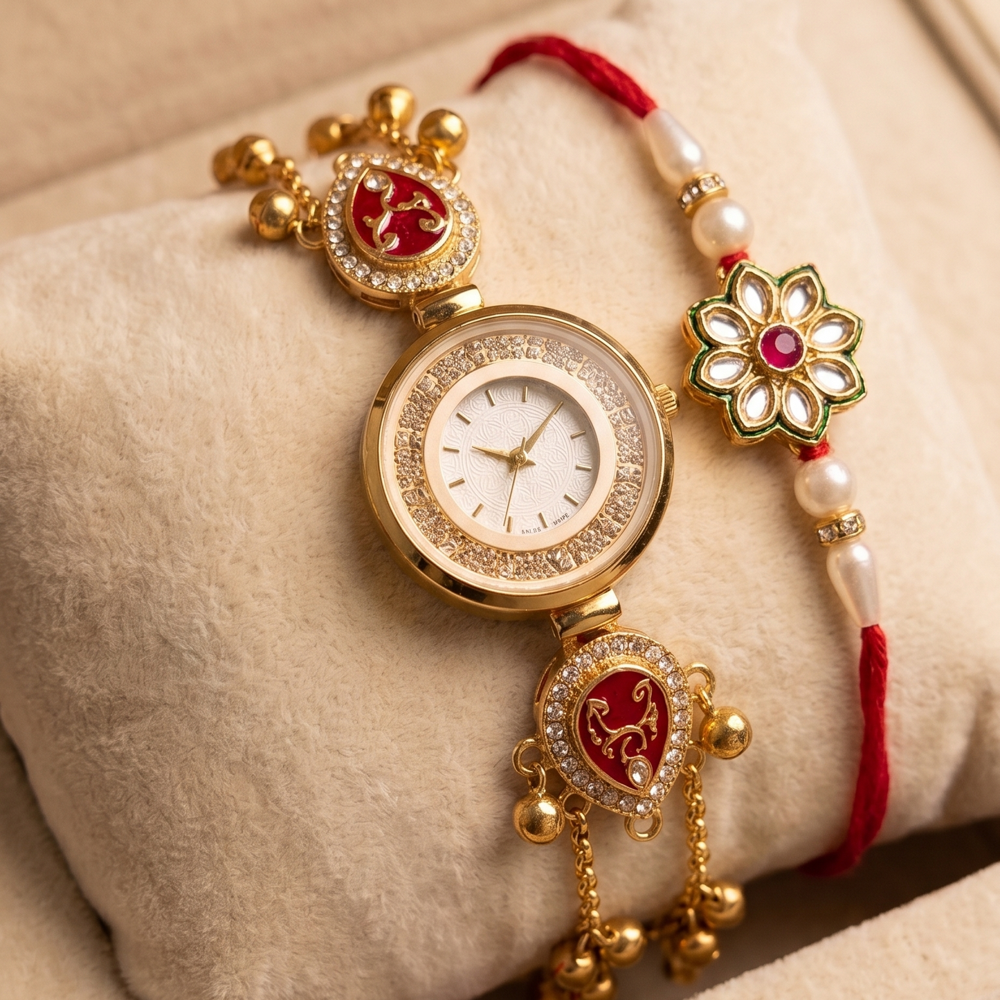 Pink Ira Bhai Bhabhi Watch Rakhi Combo