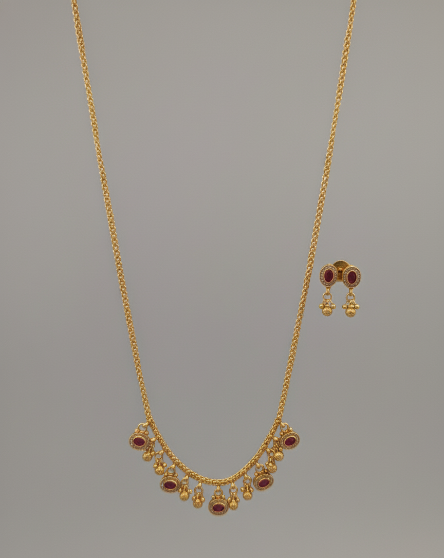 Rani Pink Kavya Antique Necklace Set