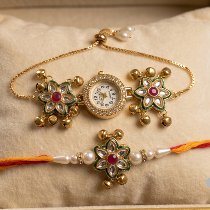 Multicolor Miraya Bhai Bhabhi Watch Rakhi Combo