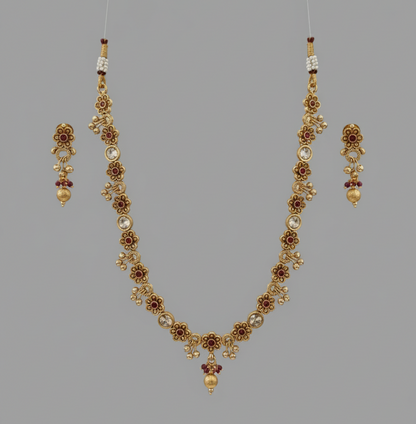 Pink Leela Antique Necklace Set