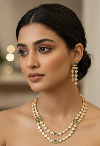 Gold Sitara Moissanite Polki Set