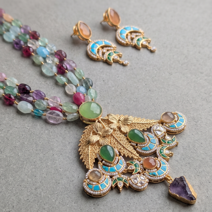 Multicolor Iravati Pachi Kundan Set