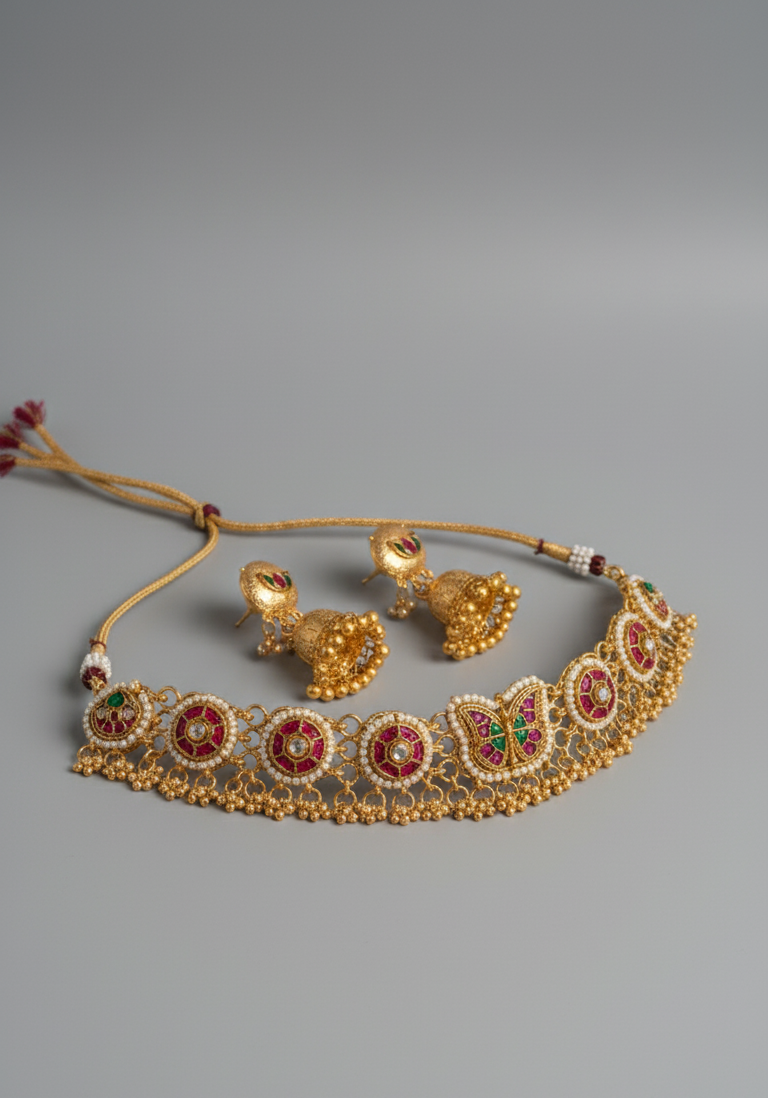 Gold Ridhima Rajwadi Choker Set