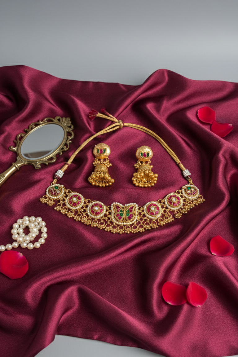 Gold Ridhima Rajwadi Choker Set